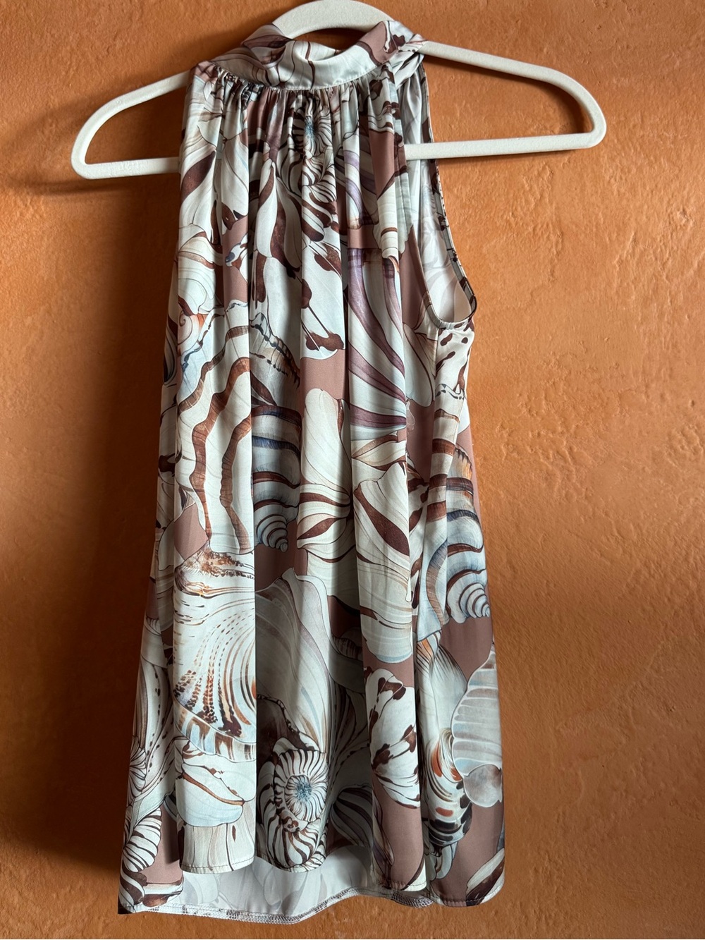 Oaky Coast Sea Echo Coconut Armani Silk Halter Top XS/S Made in Italy